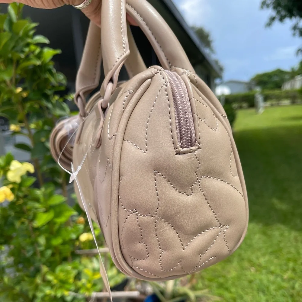 LUV BETSEY By BETSEY Harley Mini Barrel Crossbody In Taupe - Picture 5 of 14